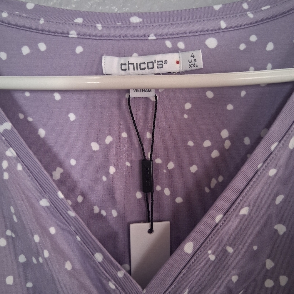 Chico's NWT Touch Of Cool Cloud Shirred Flutter Tee Gentle Lavender 4/XXL - Picture 5 of 7